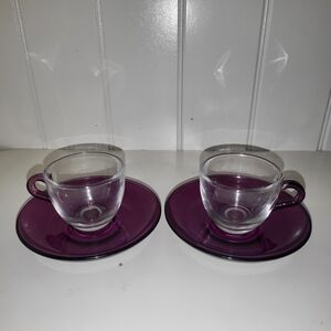 Purple Glass - Espresso Cups and Saucer Set